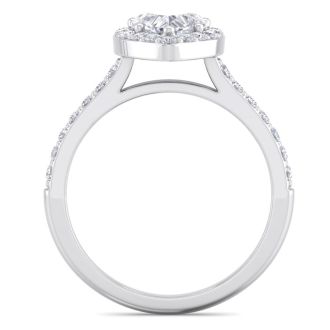 1 1/3 Carat Heart Shape Halo Diamond Engagement Ring In 14 Karat White Gold