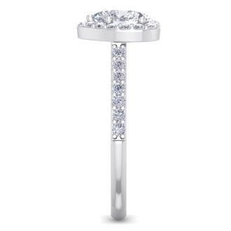 1 1/3 Carat Heart Shape Halo Diamond Engagement Ring In 14 Karat White Gold