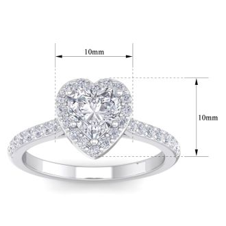 1 1/3 Carat Heart Shape Halo Diamond Engagement Ring In 14 Karat White Gold