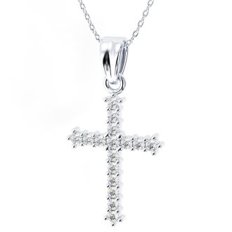 Classic 1/4ct Diamond Cross Pendant in 10k White Gold