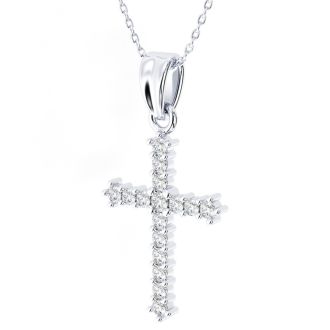 Classic 1/4ct Diamond Cross Pendant in 10k White Gold