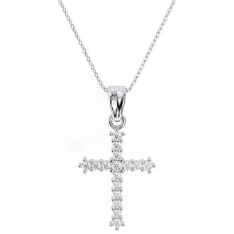 Classic 1/4ct Diamond Cross Pendant in 10k White Gold