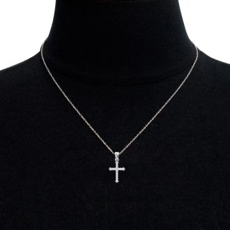 Classic 1/4ct Diamond Cross Pendant in 10k White Gold