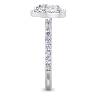 1 3/4 Carat Heart Shape Halo Diamond Engagement Ring In 14 Karat White Gold