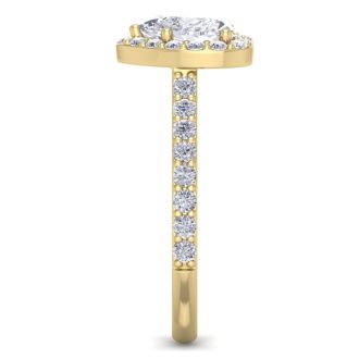 1 3/4 Carat Heart Shape Halo Diamond Engagement Ring In 14 Karat Yellow Gold