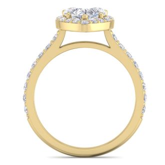 1 3/4 Carat Heart Shape Halo Diamond Engagement Ring In 14 Karat Yellow Gold