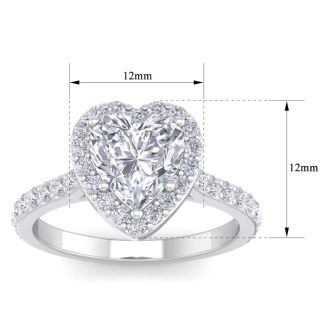 2 1/2 Carat Heart Shape Halo Diamond Engagement Ring In 14 Karat White Gold