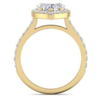 2 1/2 Carat Heart Shape Halo Diamond Engagement Ring In 14 Karat Yellow Gold
