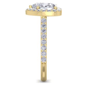 2 1/2 Carat Heart Shape Halo Diamond Engagement Ring In 14 Karat Yellow Gold