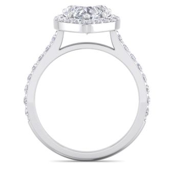 2 1/2 Carat Heart Shape Halo Diamond Engagement Ring In 14 Karat White Gold