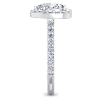 2 1/2 Carat Heart Shape Halo Diamond Engagement Ring In 14 Karat White Gold