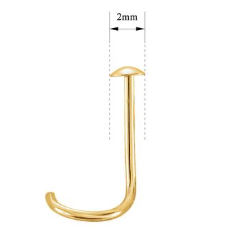 2mm Flat Ball Nose Ring In 14K Yellow Gold