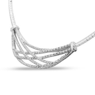 1 Carat Diamond Designer Necklace In Platinum Overlay, 18 Inches. In Stock After 2 Years!