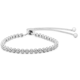 1 Carat Natural Diamond Adjustable Bolo Bracelet. Incredibly Popular!