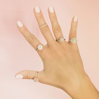 Moissanite Engagement Ring; 1 1/2 Carat Round Shape Flower Halo Moissanite Engagement Ring In 14K White Gold