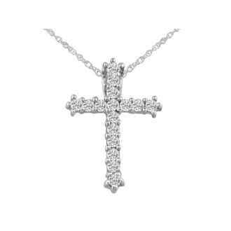 1/2ct Diamond Cross Pendant in 10k White Gold. Bargain Price