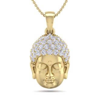1 2 Carat Natural Diamond Buddha Necklace In 14 Karat Yellow Gold 18 Inches