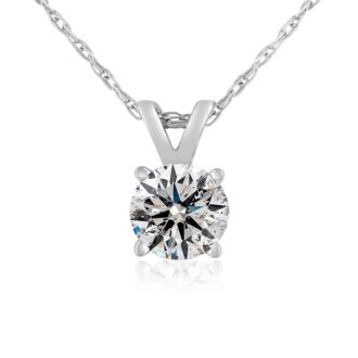 .55 Carat Colorless Diamond Solitaire Pendant in 14K White Gold with Free Chain. Limited Quantity of This Special Size.  Over 1/2 Carat!