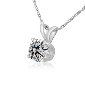 .55 Carat Colorless Diamond Solitaire Pendant in 14K White Gold with Free Chain. Limited Quantity of This Special Size.  Over 1/2 Carat!
