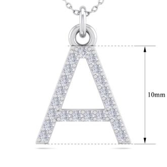 Letter A Diamond Initial Necklace In 14 Karat White Gold With 21 Diamonds