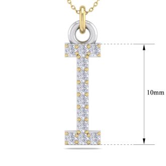 Letter I Diamond Initial Necklace In 14 Karat Yellow Gold With 12 Diamonds