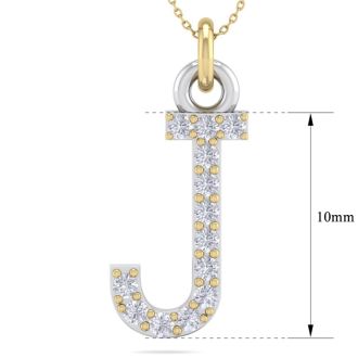 Letter J Diamond Initial Necklace In 14 Karat Yellow Gold With 13 Diamonds