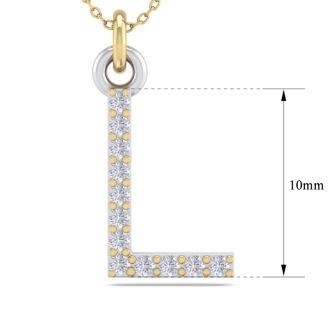 Letter L Diamond Initial Necklace In 14 Karat Yellow Gold With 12 Diamonds