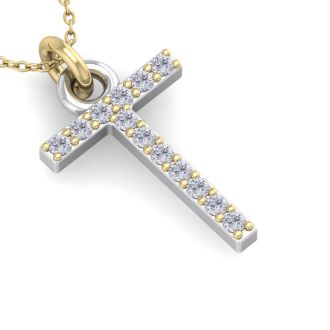 Letter T Diamond Initial Necklace In 14 Karat Yellow Gold With 13 Diamonds