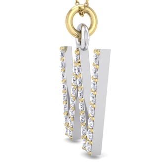 Letter W Diamond Initial Necklace In 14 Karat Yellow Gold With 31 Diamonds
