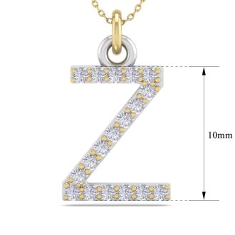Letter Z Diamond Initial Necklace In 14 Karat Yellow Gold With 18 Diamonds