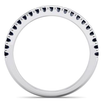 1/3 Carat Sapphire Cross Wedding Band In 14 Karat White Gold