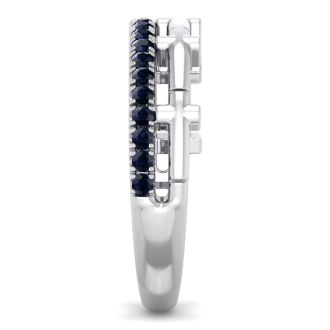 1/3 Carat Sapphire Cross Wedding Band In 14 Karat White Gold