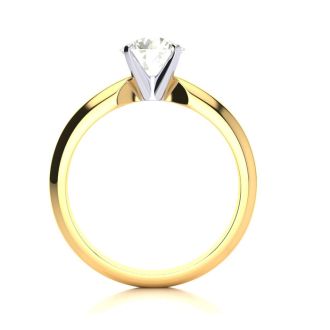 1 Carat Round Natural Diamond Solitaire Ring in 14K Yellow Gold