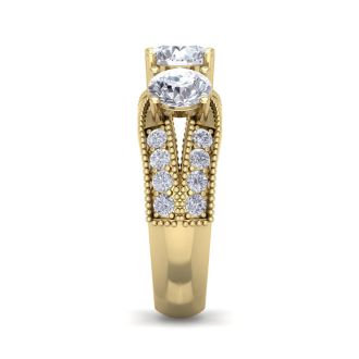 Important 3 Carat Total Diamond Weight Ring in 14 Karat Yellow Gold. This is a Large, Fantastic Diamond Ring!