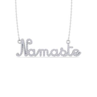 1/2 Carat Diamond Namaste Necklace In 14 Karat White Gold, 16 Inches
