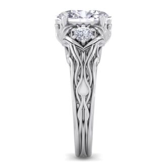 2 1/4 Carat Oval Shape Diamond Intricate Vine Engagement Ring In 14 Karat White Gold