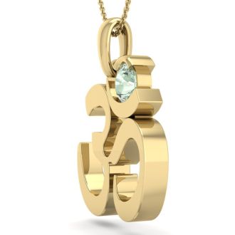 1/4 Carat Green Amethyst Om Necklace In 14 Karat Yellow Gold, 18 Inches
