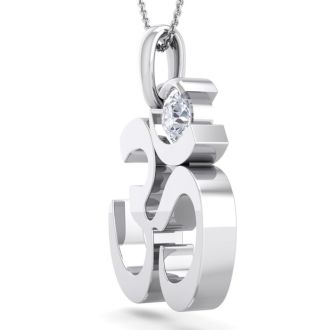 1/4 Carat Diamond Om Necklace In 14 Karat White Gold, 18 Inches