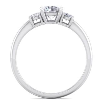 1 Carat Natural Colorless Diamond Ring Featuring a .75 Carat Center Diamond in Solid 14k White Gold
