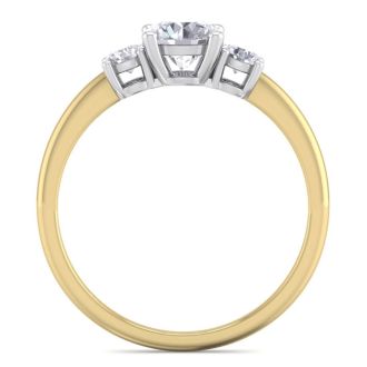1 Carat Natural Colorless Diamond Ring Featuring a .75 Carat Center Diamond in Solid 14k Yellow Gold