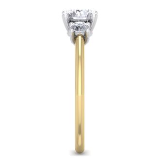 1 Carat Natural Colorless Diamond Ring Featuring a .75 Carat Center Diamond in Solid 14k Yellow Gold