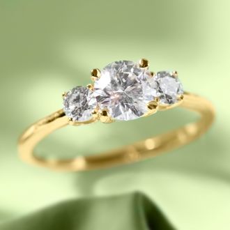 1 Carat Natural Colorless Diamond Ring Featuring a .75 Carat Center Diamond in Solid 14k Yellow Gold