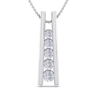 1/4 Carat Diamond Journey Ladder Necklace In 14 Karat White Gold, 18 Inches