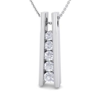1/4 Carat Diamond Journey Ladder Necklace In 14 Karat White Gold, 18 Inches