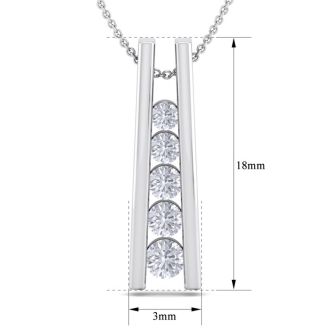 1/4 Carat Diamond Journey Ladder Necklace In 14 Karat White Gold, 18 Inches