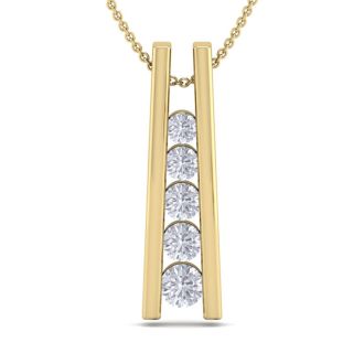 1/4 Carat Diamond Journey Ladder Necklace In 14 Karat Yellow Gold, 18 Inches