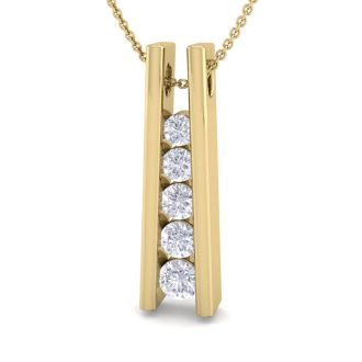 1/4 Carat Diamond Journey Ladder Necklace In 14 Karat Yellow Gold, 18 Inches