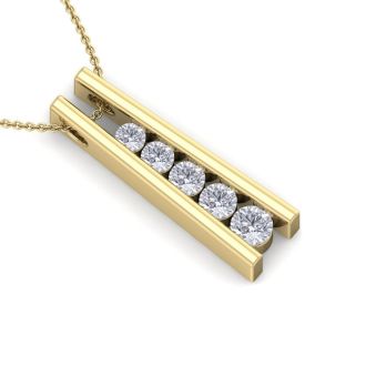 1/4 Carat Diamond Journey Ladder Necklace In 14 Karat Yellow Gold, 18 Inches