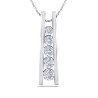 1/2 Carat Diamond Journey Ladder Necklace In 14 Karat White Gold, 18 Inches