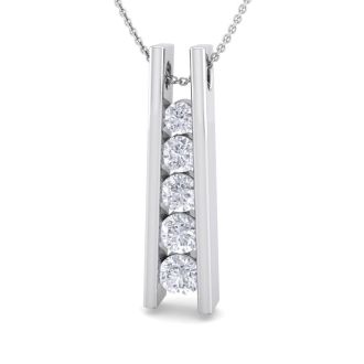 1/2 Carat Diamond Journey Ladder Necklace In 14 Karat White Gold, 18 Inches